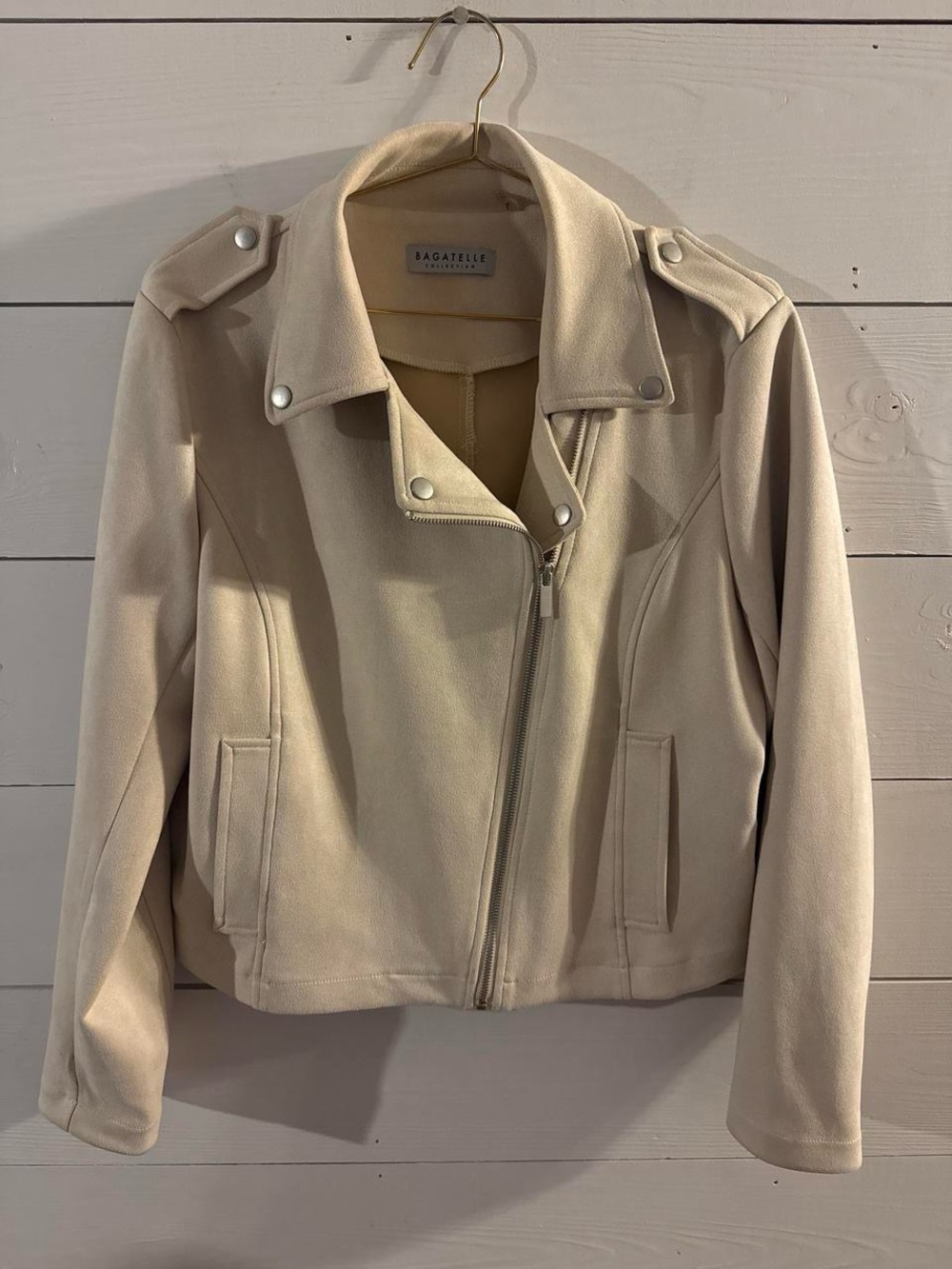 bagatelle Women's Cream Moto-Style Jacket